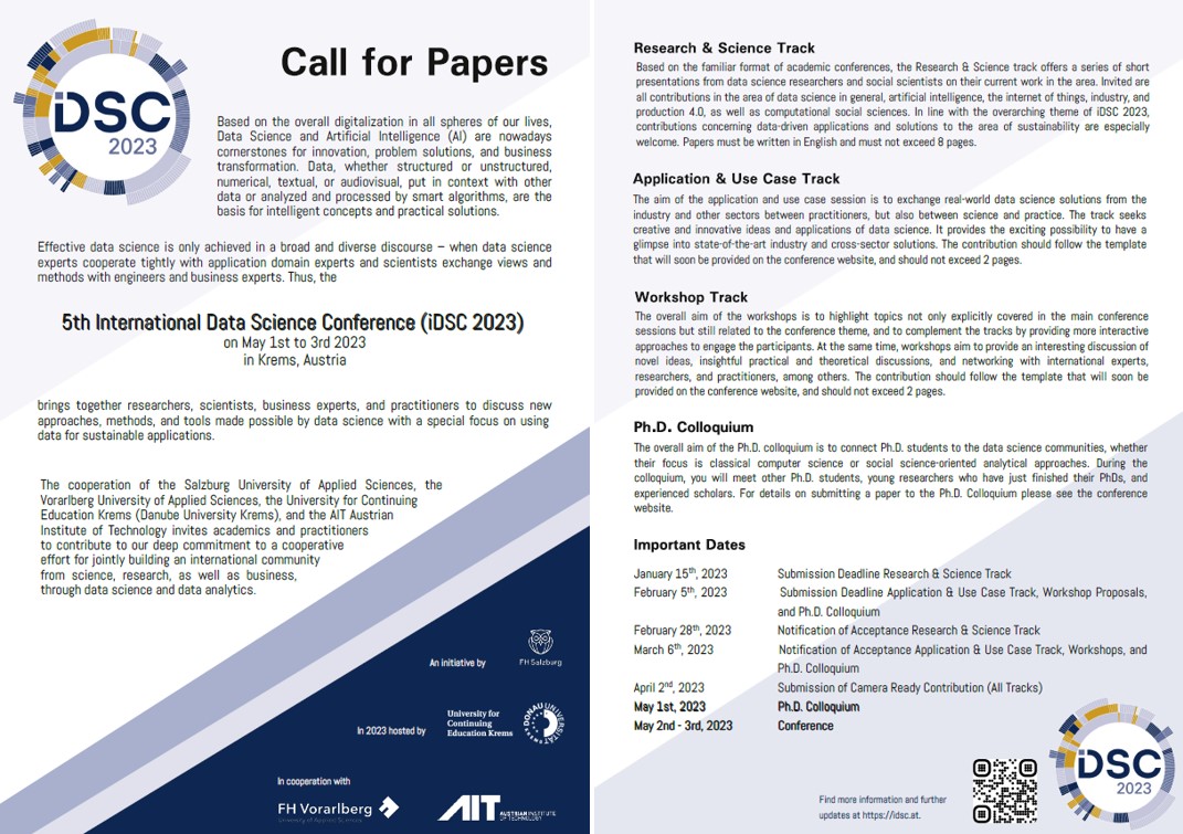 Flyer iDSC with Call for Papers